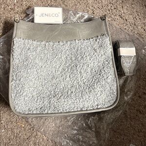 JEN & CO Classic + Contemporary Handbag Grey with Wooly Side NEW